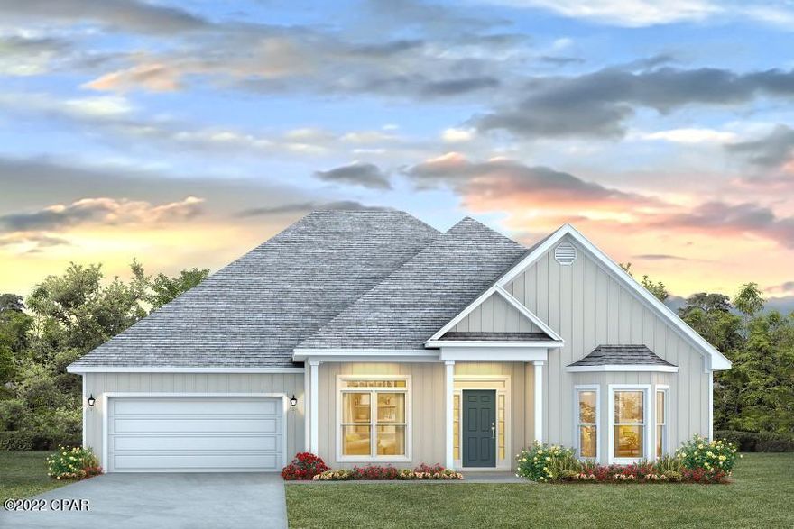 Start off the new year in your new home!  Only 4 McKenzie's remaining in this community.  This exquisite 5 bed, 3 bath home located in the Tierra Verde III community, which is conveniently located to nearby schools, restaurants, 5 minutes to the white-sand beaches and turquoise waters of Panama City Beach. As you enter this home, you will find elegant 9' ceilings and EVP flooring throughout the entire home excluding the bedrooms. Beautiful interior doors with brushed nickel hardware and quartz kitchen and bath countertops with undermount sinks are just a few of the added details. The home also features stainless steel appliances which include a smooth top stove, microwave, and dishwasher. Pictures may be of similar, but not necessarily of subject property, including exterior and interior colors.

This home comes standard with a Smart Home Technology package which includes a KwikSet keyless entry, Skybell doorbell,
automated front porch lighting, an Echo Dot device, and Quolsys touch panel which can be integrated to control your lighting,
thermostat, front door and so much more. A builder 10-year structural warranty is also included.