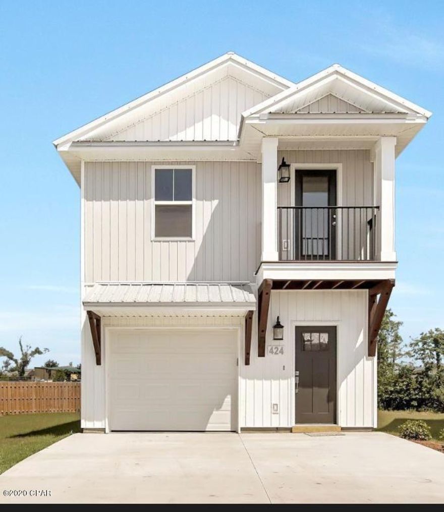 Beautiful New homes in a new community close to Tyndall AFB. This home is built with energy savings in mind. Metal Roofs, Custom cabinets, Quartz counter tops, vinyl plank flooring, modern paint choices, up graded lighting packages, up graded plumbing fixtures carpet in upstairs. This is one you don't want to miss. Community offers parks, and Lawn care is covered in your HOA Fees. Perfect Location and the price is right. Cheaper than rent!