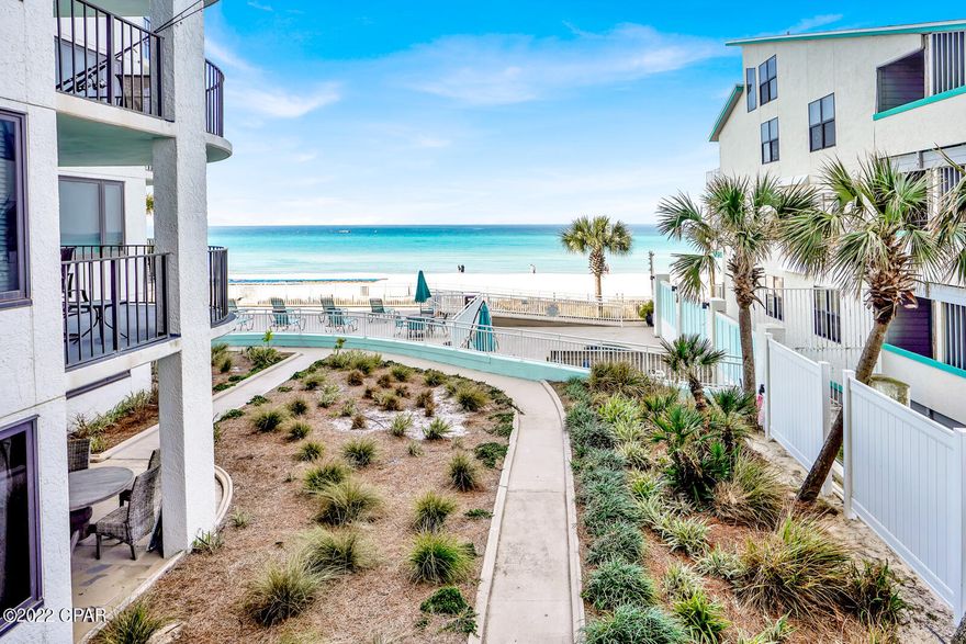 ***OPEN HOUSE SATURDAY 1:30-4PM (4/16/2022)*** This beautifully renovated 2BR/2BA condo at Watercrest is fully furnished and turn key ready. When you enter this  condo you will find an open concept kitchen and living room. The kitchen features an island, granite counter tops, stainless steel appliances, and lots of cabinets for storage. The living area is welcoming and bright with lots of natural lighting. There are two glass sliding doors  that lead to a huge wrap around balcony which has a great view of the Gulf. Perfect place to enjoy the spectacular sunsets. The primary bedroom is a great size and features a balcony. The spare bedroom is big enough to fit two queen sized beds comfortably. Both.. the primary and spare bathrooms feature double vanities with granite counter tops and each have a shower/tub combo. This condo will make a great investment opportunity. All sizes, ages and short term rental allowability are approximate, please measure and/or verify if important.