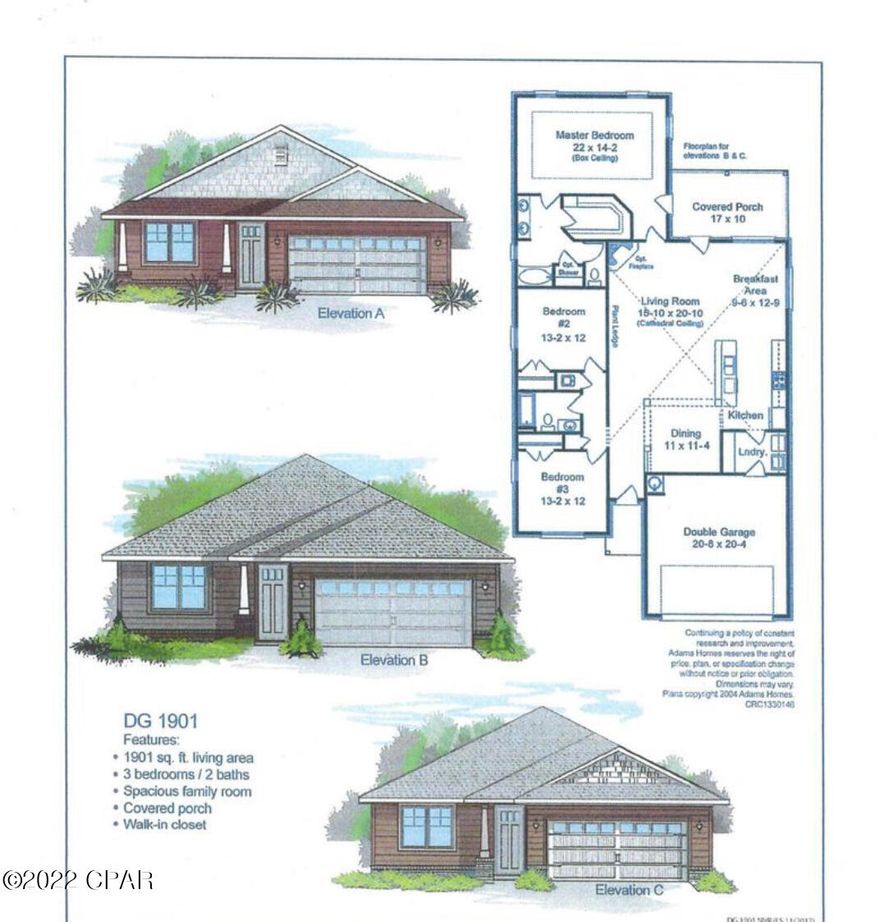 3 bedroom 2 bath 2 car garage 

Sprinkler system, fully sodded yard, garage opener.