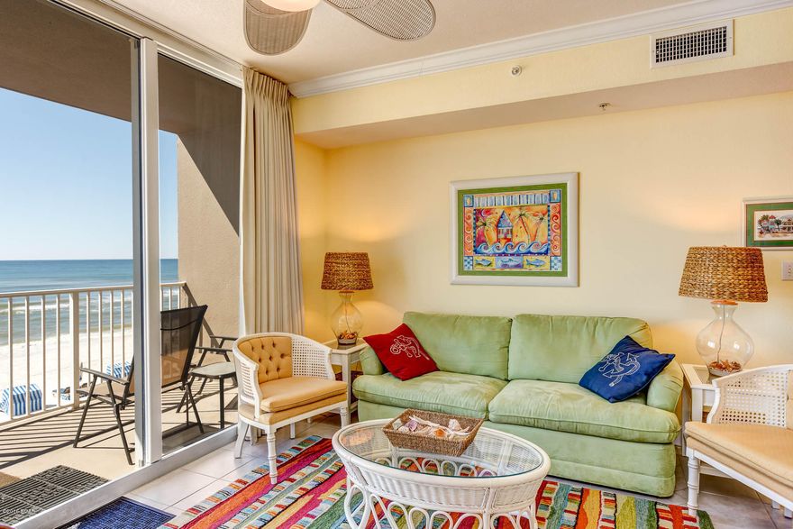 This low floor unit is in immaculate shape. Unit 116 features a BUNK ROOM, tile throughout the living room and gorgeous views of the Gulf of Mexico. This unit has only had one owner and has had minimal use but it is well equipped and would be a perfect rental for someone. Both owners and renters will love the convenience of walking straight to the unit without taking an elevator! Tidewater is known for the best amenities and location on the beach. It's 1/4 mile from Pier Park and features 3 pools (including 1 indoor heated pool), 24-hour security, 2 game rooms, a movie theater with stadium seating, saunas/steamroom, huge fitness center, an onsite restaurant, a convenance store, conference rooms, library, computer area and a beautiful owners lounge on the top floor!