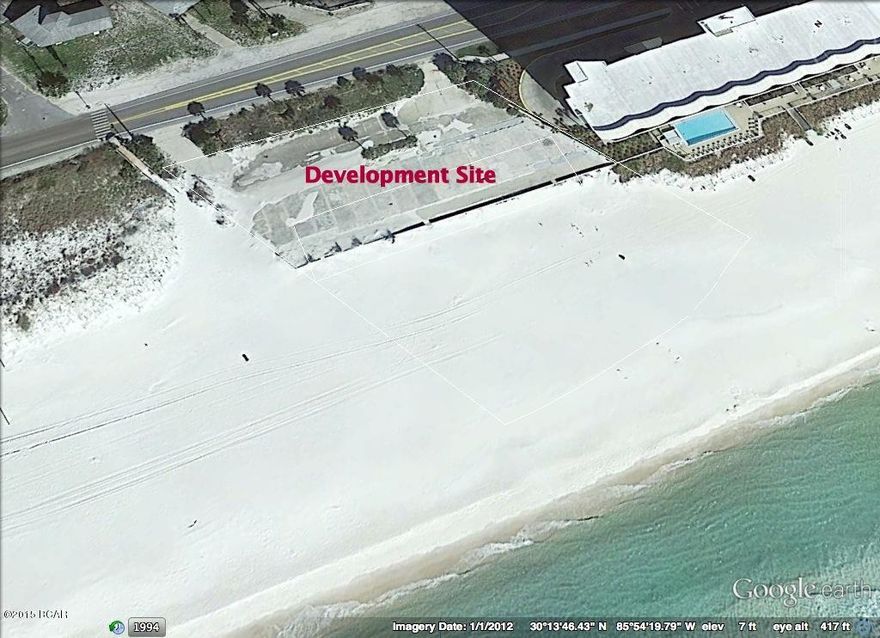 Incredible development opportunity! This beach/Gulf  front commercial parcel in Panama City Beach is now available.  Property is within approximately 10-20 minutes of South Walton's Scenic Highway 30a and Panama City Beach's Pier Park and international airport.  Panama City Beach has repeatedly received recognition as a top location for investing and now you can own your own piece of paradise.  Property is sold as is.  All information is approximate.  Contact your agent for more information.