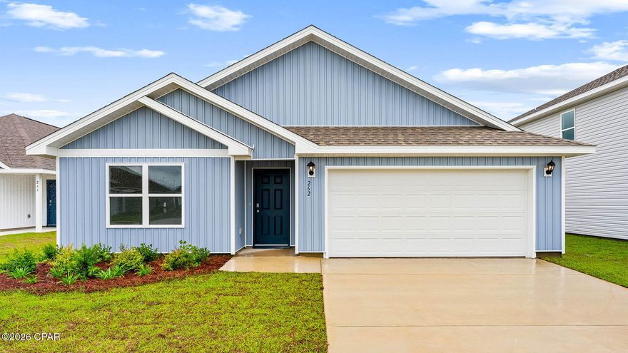 Welcome to the Cali located at the enchanting Park Place community in Panama City, Florida. The Cali is one of our popular one-story floor plans used in many communities across the country, making it an excellent choice for a new home. With this 4 bedroom, 2 bath home, you will see 1,799 square feet of spacious living perfect for a small family to enjoy comfortably.

As you walk inside the Cali, you will see the long main hallway leading you to the open living room and kitchen. The 8' ceilings throughout the home add to the feeling this of open, spacious floorplan. Engineered vinyl plank flooring throughout the main areas offer a sleek, low-maintenance way to keep your floors looking great while soft carpet in the bedrooms keep your feet warm and comfortable. The kitchen and bathrooms feature quartz countertops and white cabinetry, a walk-in pantry, and a large island ideal for family and guests to enjoy your meals together. The primary bedroom has its own bathroom featuring a spacious walk-in closet, a double vanity, and a separate walk-in shower and tub. Each room in the house has large windows that allow plenty of natural light in to brighten your mood and home up.

On the exterior of the home, you will see beautiful vinyl siding on all sides of the home with 30 year dimensional shingles. Sidewalks line every street so you can enjoy the unbeatable Florida sunsets and sunrises on your walk with the kids or the dogs.

Our Park Place community features underground utilities making it less susceptible to damage from severe weather leading to fewer outages and more reliable service. Residents of Park Place can enjoy exclusive access an amenity center complete with a pool and playground for all to enjoy.

Park Place is Less than 10 miles to Tyndall Air Force Base, making it our closest neighborhood to the base. It is located only 18 miles to the beautiful white sand beaches of Panama City Beach and 10 miles to the business and shopping district of Panama City, 23rd Street and Historical Panama City. Park Place is close to great schools in the area and only 23 miles from the quiet, well visited Mexico Beach, Florida.

Today is the day to see why the Cali is one of our most popular floor plans. Contact us today to find your next home at Park Place!