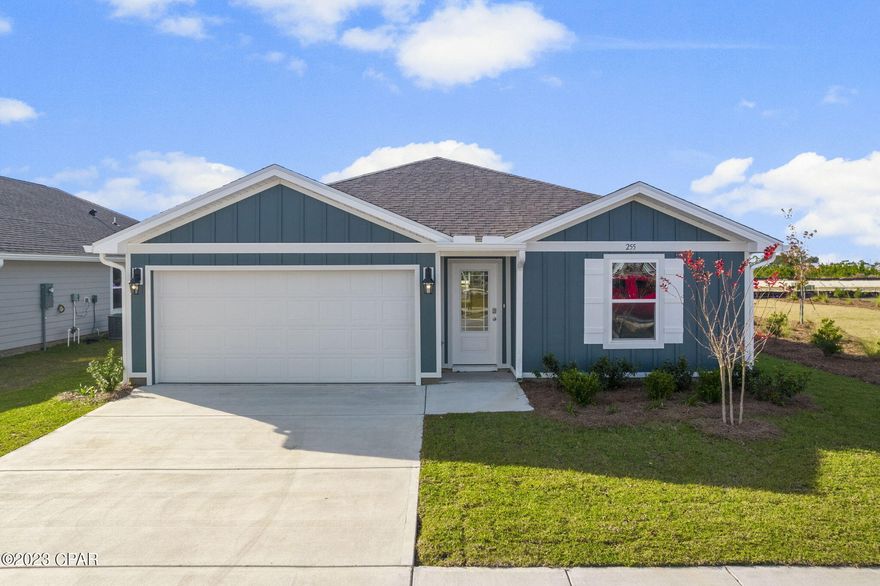 WEEKEND SALE: Park Place in Callaway is our closest new construction to Tyndall Air Force Base! When you enter the Freeport floorplan through the prairie door you will notice immediately the brightness of the entry hallway. This 4 bedroom 2 bath, 1387 square foot, home is an open floorplan with two bedrooms separated by a full bathroom at the front of the home and one bedroom across the entry hallway affording family and friends alike privacy when visiting. The large kitchen island overlooks the dining room and living room allowing all to be together or doing individual tasks in each area. The main areas of the home as well as the bathrooms and laundry have beautiful engineered vinyl plank while the bedrooms offer plush carpeting. The spacious primary bedroom leads to the bathroom featuring a large shower, double vanity, and a closet. Conveniently located close to shopping, recreational parks, schools, and Tyndall Air Force Base.