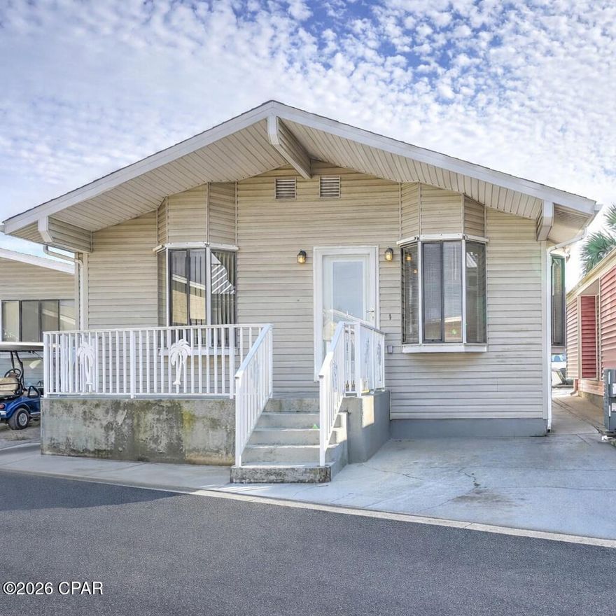 Welcome to this charming 2 bedroom, 2 bath beach home located in the highly desirable gated community of Venture Out Resort in Panama City Beach. Perfectly positioned right across from the beach access, you're just steps away from the sugar-white sands and emerald waters of the Gulf of Mexico.  This well-maintained home offers vaulted ceilings, neutral coastal tones, and durable tile flooring throughout -- ideal for easy beach living. The spacious living and dining areas flow seamlessly, creating an inviting space for relaxing or entertaining after a day at the beach. The kitchen features granite countertops, abundant cabinetry, stainless steel appliances, and ample prep space, making it functional for both full-time living and vacation rentals. A standout feature of this home is the extra-large closet space, which offers incredible flexibility and could easily be utilized as a bunk room, additional sleeping area, or bonus storage -- adding valuable rental potential.
Located inside Venture Out, a gated, golf-cart-friendly resort community offering:

Private beach access directly across the street

Two swimming pools (one seasonally heated)

Tennis, pickleball & basketball courts

Shuffleboard

Playground & picnic areas

Private marina, boat ramp & fishing pier

24/7 security

Whether you're looking for a primary residence, second home, or income-producing vacation rental, this prime beachside location makes it a standout opportunity.
Conveniently located just minutes from the World's Most Beautiful Beaches, as well as shopping, dining, and entertainment, this fully updated and furnished home is a rare opportunity in one of Panama City Beach's most sought-after communities. Don't miss your chance to own in Venture Out!