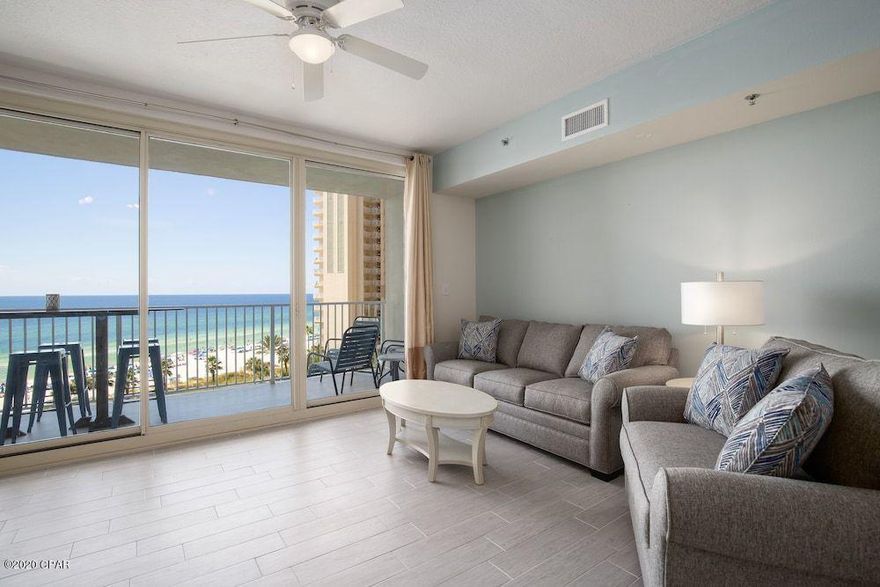 'CURRENTLY UNDER CONTRACT, SELLER ACCEPTING BACKUP OFFERS' Low Floor Alert! Highly Coveted 7th Floor condo w/ Same Floor Parking. Gorgeous & Turn-key completely updated 3 bedroom/3 bath condo - Sleeps 8 at Shores of Panama Resort! New Tile Flooring throughout, Paint, Furniture, Mattresses, Washer/Dryer/Balcony Furniture! New HVAC & Hotwater Tank.  Literally Nothing to Do but enjoy the beach, sunset and start making money! This condo  is the BEST large unit ROI at Shores.  Smaller price tag, but still sleeps 8!  The parking space is so close to the condo!  Closing to be at Mason Tile Mark Stockdale mstockdale@masontitle.com