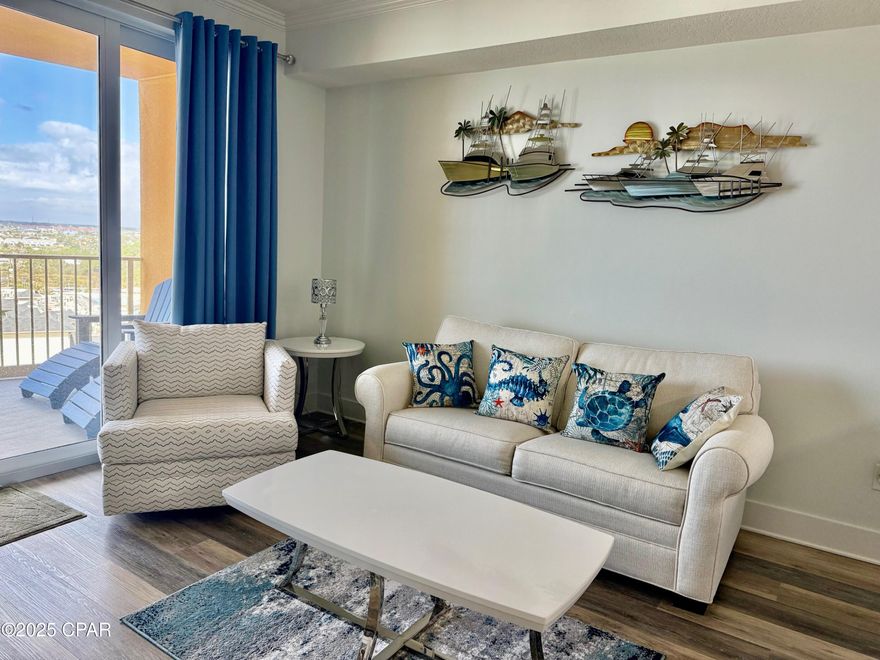 Priced to Sell!  Yes this is the best one bedroom unit on the market right now.  Don't miss this opportunity!  Seller is very motivated! Great floor and non rental unit that you can close quickly.  This charming 
1 bedroom-2 bath condo unit can comfortably sleep 4 people and offers more than just a stunning view of the Gulf.  The best one bedroom floor plan with the master bedroom facing the gulf view.  Double Balcony!  Along with top of the line upgrades such as crown molding and wall design. Located just steps away from the sandy shores, this haven is also conveniently close to shopping and eateries, ensuring that you're never far from the vibrant pulse of PCB. Immerse yourself in the serenity of Gulf views from your private balcony or step outside to explore the nearby shops and restaurants. Your perfect blend of comfort and convenience awaits in this top tire condo! Tower III at Calypso Resort offers an array of top-notch amenities, including a pool, hot tub, cabanas, tiki bars, and a fitness center. These amenities are designed to enhance your lifestyle and provide a luxurious experience.