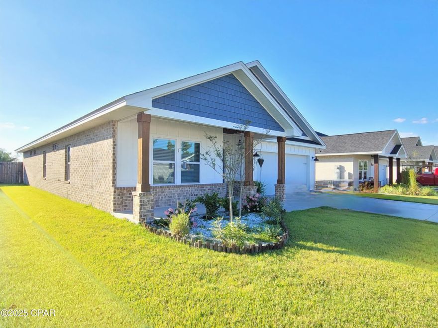 Beautiful custom finishes throughout this 4-bedroom 2 bath home with 2 car garage. This home features 9 ft. ceilings, tray ceiling in the living area, LED lighting & LVP flooring throughout, kitchen with custom cabinetry, quartz countertops, walk-in pantry with decorative glass pantry door, upgraded stainless steel appliances and range hood, convection micro-wave, large island/breakfast bar, master bedroom suite features a double vanity, separate shower and large garden/soak tub, covered front and back porch. The back porch features a built-in oversized gas grill and mini refrigerator and a custom firepit in the backyard for entertaining. Pets negotiable with approval $250 pet deposit.$50 pet fee.$25 month pet rent (per pet).