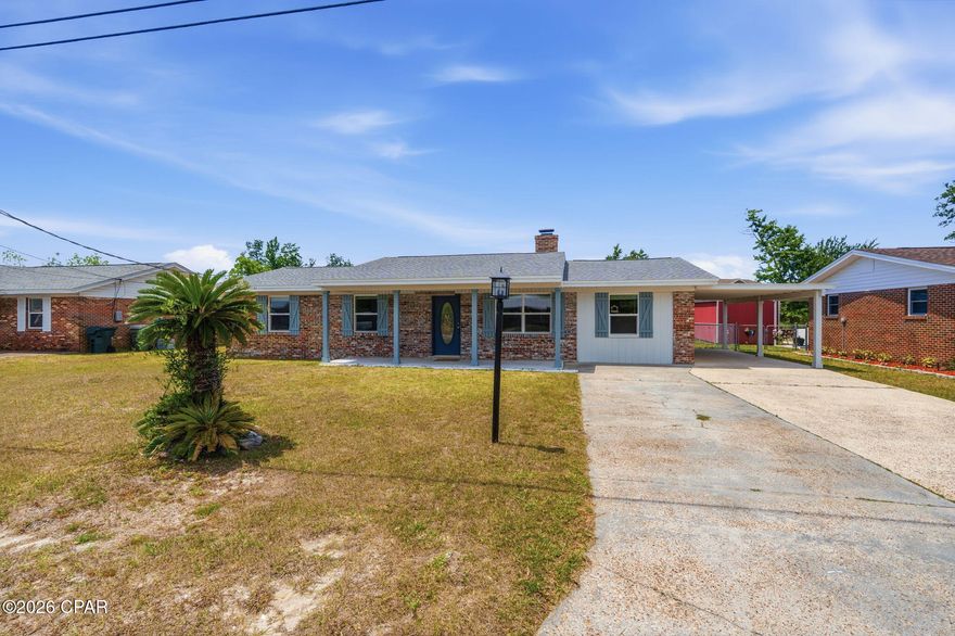 Step into your dream home in the heart of Lynn Haven, in close proximity to shops, and restaurants. Located just steps away from Mowat Middle School. Remodeled beautifully with taste in mind this home  features: Two beautifully updated tile bathrooms with modern fixtures. The kitchen features stainless steel appliances, quartz countertops and shaker cabinets. Converted garage adds a great sized bonus room that can be used for many different uses. Step outside to your large private backyard, ideal for pets and a plethora of activities. The spacious cover porch in the front and backyard is perfect for stepping out of that Florida heat. Updated in the summer of 2025 to include fresh paint, kitchen shaker cabinets, countertop, appliances, fixtures, bathroom vanities, bathroom tiling and new windows and doors. This amazing home will not last long! Schedule your showing today for your piece of paradise!!!
