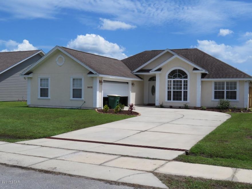 Newly renovated, split 3 Bedrm/2Bath floor Plan, with high ceilings, Nice open Kitchen with tile back splash and updated stainless steel appliances. Large open living room with fireplace, and a formal dining room. 2 car garage, and a large fenced in yard. Great location near great schools and shopping and short ride to Tyndall. NO HOA Fees, NO Flood Zone.