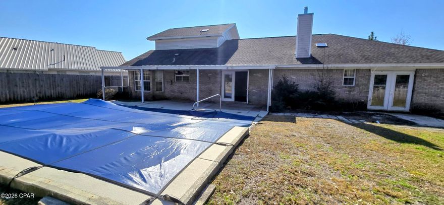 Investment opportunity in Plantation Point, conveniently located in Callaway near Tyndall Air Force Base, shopping, schools, dining, and everyday amenities.

This 4-bedroom, 3-bath brick home is situated at the end of a quiet cul-de-sac and offers approximately 2,822 square feet of living space on nearly 0.40 acres. The spacious layout includes a separate dining room and family room, an open living area, and a cozy fireplace. The home features two primary suites, including one located on a private second story.

The backyard offers great potential with mature trees, a privacy fence, and an in-ground pool—ideal for entertaining or creating your own outdoor retreat. A generous driveway and ample yard space add to the property's appeal.

The home is in need of rehabilitation and is being sold as-is, making it a prime opportunity for investors or buyers looking to renovate and add value. Conveniently located just minutes from Panama City Beach and Panama City, this property offers both privacy and accessibility.

Don't miss the chance to transform this spacious property into something special.

*Information provided is deemed reliable but is not guaranteed and should be independently verified by the buyer*