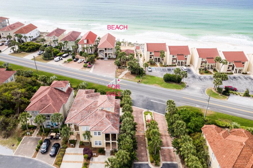 STUNNING La Valencia Beach House with Gulf Views located 50 steps from the Gulf!  4bd/4ba with 3rd floor loft + 4 porches & balconies. Everyone will enjoy the private beach access, gulf front pool & deck overlooking the gorgeous white sand & emerald green water. This home located in the exclusive gated community of La Valencia.  Laguna Beach, Sunnyside Beach and La Valencia Beach, on the coveted far west end of the beach,is the hottest & most highly sought after property on the market today.  Still a bargain 

compared to Inlet Beach & 30A prices just 3 miles away! Low HOA dues $200/mo for 2 pools, tennis courts, deeded beach access & more.  Vacation & long term rentals allowed. Low foot traffic as there are only 75 homes. 3 bedrooms on first floor each have a private bath w/laundry on the first floor, as well.  Master suite is on the second floor w/large jacuzzi tub, walk in shower and master closet + private balcony.  Living/Dining/Kitchen also on 2nd floor w/double french doors leading to a large gulf view covered balcony.  Light & bright 2nd floor is freshly painted "simply white" with 10ft ceilings & lots of windows for west facing sunsets! Granite & stainless in kitchen with updated lighting.  3rd floor large loft can be a great space for the kids to play & sleep or for the adults to gather at sunset time! Great layout for privacy, as desired.  Covered porches in front & back and a nice cobblestone courtyard for outdoor cooking & fun.  Plenty of room for bicycles, beach toys and chairs.  One owner, well maintained home is turnkey ready for you to enjoy!  Rental Projections available.