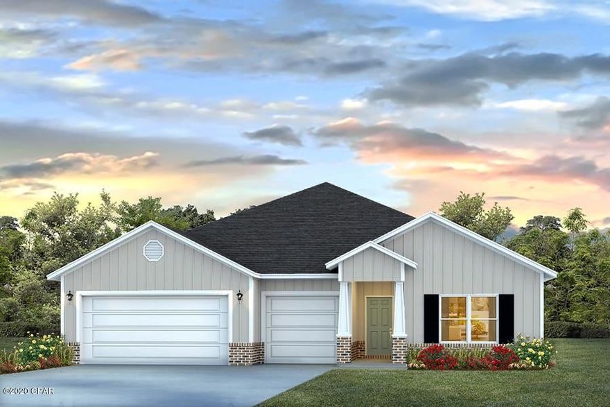 Construction is complete! This home is full of space with an appointed dining room, a large study and 4 bedrooms as well as additional garage for a third car. As you enter this home you will find LVP flooring throughout the common areas and plush carpet in the bedroom. Just off the foyer you will find two bedrooms with a shared bath, double sink vanity and shower tub combo. Trey ceilings are in the dining room, large living room, the study and bedroom 1. The kitchen has a center island with sink, plenty of beautiful cabinetry, a corner pantry and the appliances include a stove microwave and dishwasher and a Kinetico water filtration system. The master bedroom features a large bath with garden tub and separate shower as well as a large walk-in closet. The 4th bedroom has a walk-in closet and its own private bath. So many features in this home including, brushed nickel hardware, beautiful interior doors and cabinetry, a standard Smart Home package including KwikSet Keyless entry, an Echo Dot device and a Qosys touch panel, all which can be integrated to control your lighting, thermostat and even secure your home from a single touch panel. Fanning Bayou is a natural and secluded setting surrounded by conservation habitat, yet within proximity to shopping, dining, and the new Panama City International Airport. The neighborhood has a gorgeous pool house complete with a 5,000-sf pool, open and shaded lounge areas, entertainment pavilion and green. Pictures, photographs, floor plans, elevations, features, colors and sizes are approximate for illustration purposes only and will vary from the homes as built. Home and community information including pricing, included features, terms, availability and amenities are subject to change and prior sale at any time without notice or obligation. For Move-In/Completion Estimates: Ready dates are estimates only. Timing of completion of construction and buyer move-in are subject to contingencies contained in home purchase agreement and governing jurisdictions issuance of a certificate of occupancy, and may change due to forces majeures and other delays or disruptions outside the reasonable control of D.R. Horton, Inc.