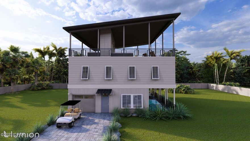 CURRENTLY UNDER CONTRACT, SELLER WILL CONSIDER BACKUP OFFERS

Looking for a perfect getaway from the hustle and bustle of everyday life? This beautiful NEW CONSTRUCTION beach house located in Laguna beach, on the west end of Panama City Beach has everything you need to make this home ''turn key'' for a short-term rental or your primary residence. Located just steps away from the beach!
Entertain guests with ease in your private salt water pool and roof top lounge area, which provides an additional 1400 Sq Ft of living space with seating, fire pit, TV, dining, a putting green, views of with panoramic views.
Complete with high quality finishes throughout, overhead rain showers in the ensuite baths, quartz countertops, and more! 

All photos are renderings and finishes subject to change at any time without notice prior to completion.
If important, please verify all measurements and information.