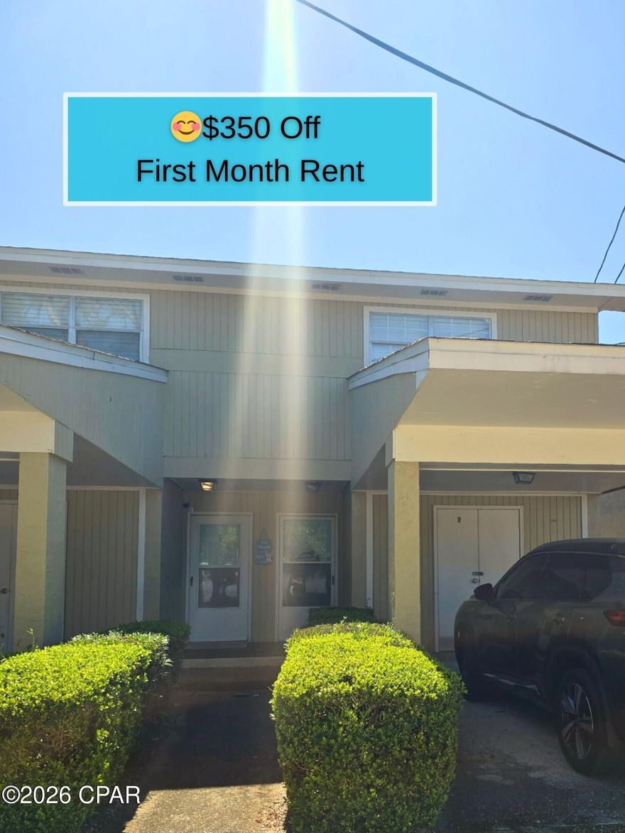 Welcome to Grand Lagoon Cove, a waterfront community in Panama City Beach. This 2-bedroom, 2.5-bath condo has been freshly painted, professionally cleaned, and comes fully furnished. It is available for a minimum one-year lease.
Interior features include a spacious living room with tile flooring and sliding doors leading to a private patio, a fully equipped kitchen with appliances and ample cabinetry, a dining area, and a convenient half bath on the main level. Upstairs offers a primary bedroom with a queen bed, dresser set, private en-suite bath, and balcony access, along with a second bedroom with bunk beds and a desk area.
Community amenities include a private dock with boat slips, a swimming pool with lounge seating, a tennis and basketball court, and landscaped grounds.
Lease Terms: 12-month minimum lease. Fully furnished. Tenant is responsible for utilities.

Schedule your showings now!

Fraud Alert:
Neither our company nor the owner advertises on social media. We will never request payment via Zelle, Venmo, Cash App, wire transfer, or gift cards. All applications and payments are processed through our official website and secure portal.