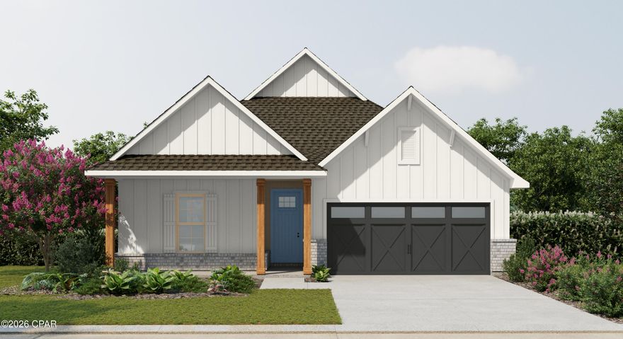 A boater friendly community, with waterfront and water view homesites, centrally located in Panama City, being within 1 mile to a wide variety of new restaurants and shops on 23rd Street and within 2 miles from the Hathaway Bridge connecting you to the sugar-white sandy beaches of Panama City Beach. Boaters and water enthusiasts will love this community where every homesite either has water frontage for a future dock or extra space within the homesite to store your boat, and a public launch within the community, starting at an attainable price point. WATERFRONT LOT! The FLOWERS II G in Saltaire community offers a 4BR/3BA open design. Special Features: double vanity, garden tub, separate custom tiled shower, and walk-in closet in master bath, double vanity in 2nd bath, ensuite bath in bedroom 4, kitchen island, walk-in pantry, covered porches, undermount sinks, undermount cabinet lighting, custom kitchen backsplash, crown molding, LED lighting, smart connect WIFI thermostat, framed mirrors in all bathrooms, landscaping, architectural 30-year shingles, flood lights, and more! Energy efficient features: water heater, electric kitchen appliance package, vinyl Low E windows, and more! Energy Star Partner. *PRICE SUBJECT TO CHANGE ONCE SELECTIONS ARE COMPLETE*