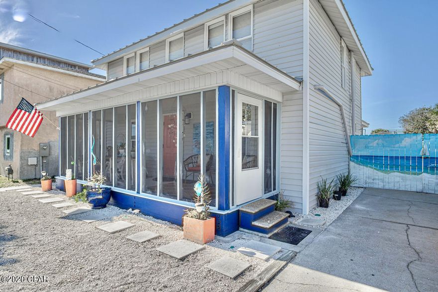 CURRENTLY UNDER CONTRACT, SELLER ACCEPTING BACKUP OFFERS This three-bedroom home is nestled in the desirable Laguna Beach community and is just a one-minute walk away from the sandy beach. The front and back porches are perfect for entertaining while enjoying the sea breeze and listening to the waves. This classic beach home would make an ideal family retreat, second home, or investment property. The house's age gives it a traditional beach house feel, yet it has many upgrades to make it comfortable for the modern family. Brand new roof, HVAC central air, windows, and appliances. tile floors, new lighting fixtures, fans, and window treatments throughout. The back yard is enormous and has plenty of space for a pool—plans by a draftsman for an additional home are included - all dimensions and information to be verified by the buyer.