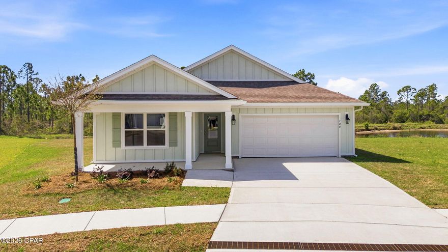 Welcome to 188 Reagan Lane, a new home floor plan at Palmetto Bluff in Port St. Joe, Florida. This Lakeside floor plan features a double garage and a large open floor plan. The interior of this home has 5 bedrooms, 3 bathrooms and 2,043 square feet of spacious, comfortable living space. The interior features include 8' ceilings throughout, engineered vinyl plank flooring throughout, including the bedrooms. Beautiful granite countertops, white cabinetry and a spacious open living room and kitchen make this home perfect for having guests over. The kitchen has a center island that is ideal for serving kids or guests, a nice size pantry and the stainless-steel appliances include smooth top range, microwave, and dishwasher. Located right next to the dining area, this makes serving meals with ease.
The primary bedroom has a spacious bathroom and features a double vanity with granite countertops. A walk-in closet with ventilated shelving is also located in the bathroom, giving you more room in the primary bedroom. The guest bathrooms feature a single vanity with granite countertops and a shower and tub combo. 
 The exterior of the Lakeside floor plan will feature Hardi Board on all sides as well as gutters, an irrigation system, dimensional shingles with a 30-year warranty, and more. The covered front porch is the perfect size for sitting and enjoying the beautiful sunrises and sunsets of Port St. Joe.
Palmetto Bluff is located right behind Port St. Joe Highschool, so it is just on the outskirts of town. As you drive in, you will notice the beautiful floorplans we feature, including the Cali, Lakeside, and Freeport. Palmetto Bluff also has its own Pickleball Court, a sport growing in popularity across all ages!