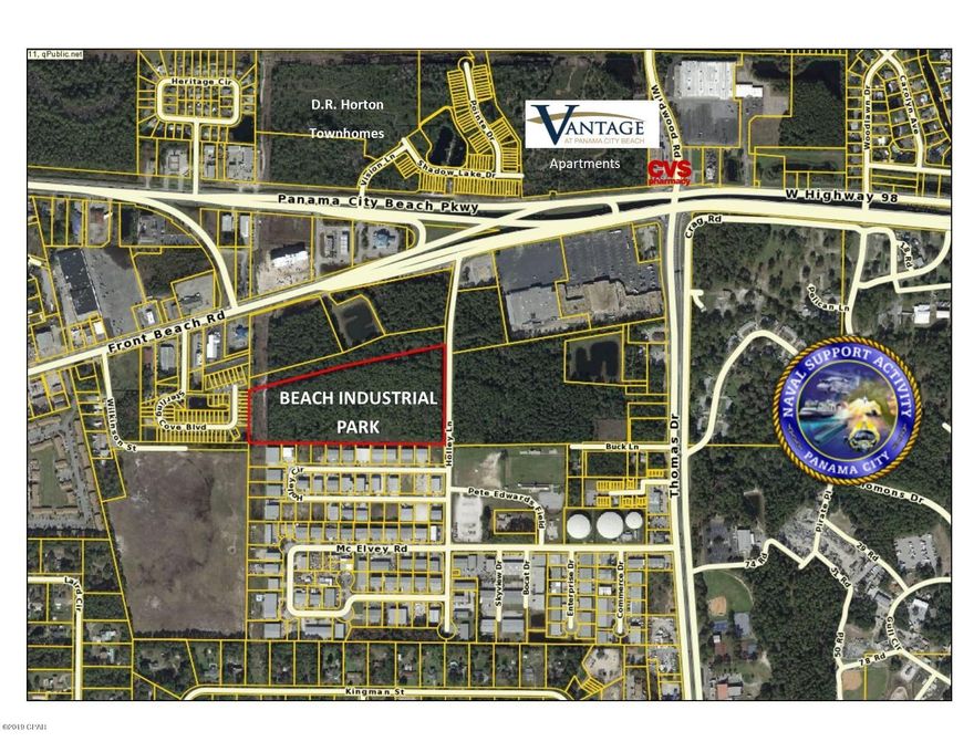 Beach Business Park is complete and the Plat has been recorded. Lots range in size from 0.25 acres to 1 acre. Most remaining lots are 0.31 acres and can accommodate a 5,000 square foot warehouse. Zoned C-4, Research & Design in Unincorporated Bay County (similar to Light Industrial). All sites are cleared and partially filled. Master stormwater retention in-place (i.e. no on-site stormwater required. Utilities are stubbed-out to each lot. Call for plans and specs, Plat, Civil, Survey, Topo, Aerials, Covenants & Restrictions, etc.  Sellers are Florida licensed real estate broker and sales associate.