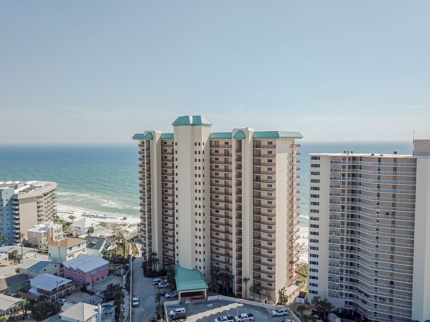 Very Sought After END Unit &  Exquisite Condo.

If you are looking for a luxurious lifestyle at the beach, look no further. This unit offers a built in TV Cabinet in the Living Room, 2 new Hot Water Heaters, large rooms, Jacuzzi Tub & incredible Gulf Views from a very large Balcony.  The Refrigerator and the W/D are only 2 years old.  This unit is very well cared for by the owner, however, is on a private rental company. Formal Foyer, Very well stocked Large Kitchen, Tiled Living Area, Very Nice BR furniture Crown Molding & more.  Amenities include Lagoon Pool, Kiddie Pool, Fitness/Exercise Room/Game Room.

There is a Large Storage Closet outside the unit.  A Deeded Garage/ private parking space.

is included.  Make an appointment TODAY!

(age,sf.approx.)