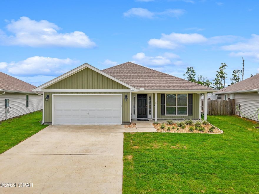 Three bedroom two bath home for rent in Bridge Harbor. The home features 1845 square feet, vinyl flooring, kitchen island and an open floorplan. Neighborhood has a community pool with pavilion and grills. You can fish from the backyard.