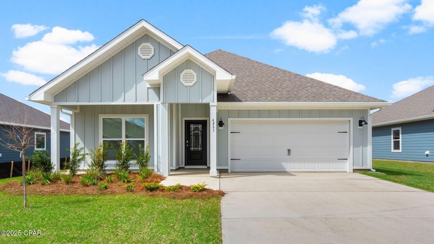 Our Rhett floorplan is a 4-bedroom 2-bath, an open concept floor plan, with a boasting 1,835 sq.ft. The Rhett floorplan has upgraded finishes throughout. You will find 9-foot ceilings with 10-foot trays and beautiful crown molding. The Rhett also has EVP flooring, granite countertops, a large kitchen island with cabinetry on both sides underneath and brushed nickel hardware. This floorplan has energy efficient windows to allow lots of beautiful natural light. The primary bathroom has a beautiful garden tub, perfect for relaxing, and a spacious walk in shower with a glass enclosure. All of these homes come with Deako lighting and Safe Haven smart home systems. Titus Park is in Panama City, Florida and is only minutes away from Tyndall Airforce Base! This large-scale multi-phase community is located off Highway 390 at Highway 231, centrally located for an abundance of shopping, restaurants, and great schools! Beautiful white sands beaches are just a short drive from your doorstep. Access the bay for fun and fishing by use of the public boat ramp only 3 miles away. There will soon be a Publix shopping center across the street from the community entrance. Titus Park highlights some of the most beautiful floorplans, which have amazing features. We are building both our affordably priced Express Homes as well as our Traditional Series with upgraded finishes both inside and out. Contact a D.R. Horton Sales agent for more information on everything that Titus Park has to offer!