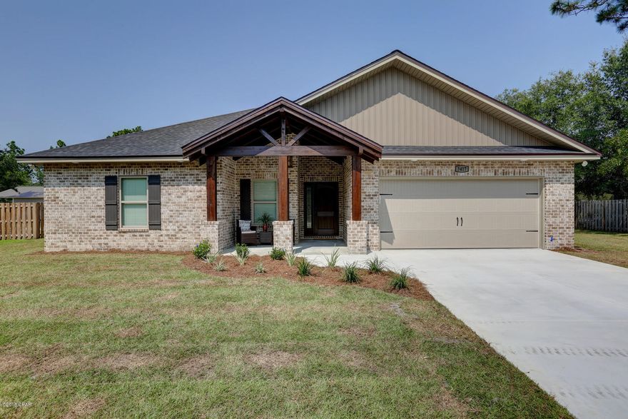 New ALL Brick, 4 spacious Bedrooms & 2.5 Bath Home located on over a 1/2 Acre Lot. This home has many Energy Efficient Features All LED Lights, Fully Insulated Interior Walls, Low E windows & much more. No HOA Fee's & Flood Zone X- No Flood Insurance Required! The Interior Features soft gray Behr Premium paint wall color sure to match any decore, tray ceilings in the Living room, Dining & Master Bedroom, recessed & upgraded light fixtures throughout, luxury vinyl plank flooring, Ceramic Tile & high quality carpet in the bedrooms. The Kitchen is a true show stopper with custom hardwood cabinetry with pull out slider drawers, double pull out trashcans & deep drawers for pots & pan storage, kitchen island with breakfast bar, quarts counter tops, all stainless steel appliances & 2 pantries There is a huge dining area that adjoins the kitchen. The Master suite is very spacious 14x19 & has a large master bath featuring his and her double granite topped sink, Jacuzzi tub, separate 5ft shower w/ glass door, linen closet & large walk-in closet 9x11ft! The additional bedrooms are very spacious with large walk in closets in 2 of the rooms & a big reach in double door closet in the 3rd additional room. There is a 2 car garage with attic storage with pull down stairs, sprinkler system with Wireless RAIN-CLIK Sensor to auto shut off Irrigation System during rainy conditions. The covered front & back porch make the perfect spot for relaxing or entertaining. Make your appointment to view this lovely home today! 1 year Builders Warranty & Fully Transferable Termite Bond Included. The home also features the Pro Bolt All Thread Rod system for additional wind and hurricane protection, in addition to the hurricane clips, this system features solid steel rods that are cemented into the foundation & bolted to the top of the trusses, making the home very safe & able to withstand high winds. This Home is a MUST SEE! ***All Measurements Approximate, Please Measure if needed***