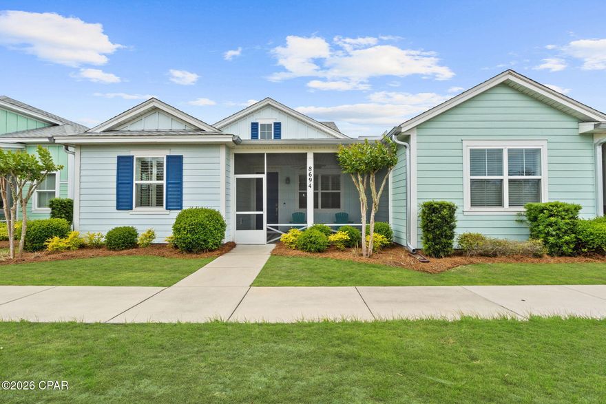 Welcome to your dream coastal retreat in Latitude Margaritaville Watersound! This beautifully upgraded Camellia Cottage is ideally located in highly sought-after Phase 2, just a short walk or golf cart ride to the community's world-class amenities.

Perfectly positioned on a rare preserve-facing lot, this home offers added privacy and serene natural views. Tucked within a quiet enclave on a charming cottage ''island,'' you'll enjoy peaceful surroundings with close proximity to all the action.

Step inside to an inviting open-concept floorplan featuring a spacious family room with vaulted ceilings, decorative beams, and a cozy fireplace--perfect for relaxing or entertaining. The home showcases laminate flooring throughout the main living areas and tile in both bathrooms, combining style and durability.

The gourmet kitchen is a true standout with upgraded 42'' cabinetry, quartz countertops, tile backsplash, large island, and a dedicated coffee bar area--ideal for morning routines or hosting guests. The adjoining dining space flows seamlessly, creating a warm and functional gathering area.

The primary suite offers a tranquil retreat with a luxuriously upgraded en-suite bath, featuring a frameless glass tile shower and dual vanities. A secondary bedroom and full bath provide comfortable accommodations for guests.

This home is being offered mostly furnished (with a few exclusions) and features high-quality pieces from Pottery Barn, Ethan Allen, and Shore House, along with upgraded lighting and ceiling fans throughout, making it truly move-in ready.

Living in Latitude Margaritaville Watersound means enjoying a vibrant 55+ lifestyle with unparalleled amenities, including a resort-style pool, indoor lap pool, state-of-the-art fitness center, pickleball and tennis courts, a full-service restaurant and bar, live entertainment, walking and biking trails, dog parks, and a private beach shuttle. The community is also conveniently located near the Intracoastal Waterway, with future plans for a marina, shopping, and dining, plus a new hospital just minutes away.

Don't miss this opportunity to own a beautifully appointed home in one of the most desirable locations within this award-winning community!

Will consider selling partially furnished or unfurnished if desired. Grass front and back is in process of being replaced.