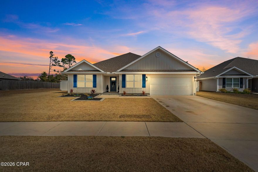 Welcome to '163 Ryder Lane' this 5 bedroom/3 bathroom POOL home boasts a beautiful exterior with MAJOR UPGRADES including an unheard of 8.5ft deep salt water pool with sun shelf surrounded by pavers and fully enclosed screened patio with french drain leading out the backyard! Pool has been professionally maintained weekly since installation and can be heated. Exterior also features a left side easement giving you extra space between your neighbor, a gorgeous pavered front porch, flowerbeds, gutters, hurricane shutters and solid hurricane impact front door. Interior showcases luxury vinyl plank flooring throughout; 3 of the secondary bedrooms and full guest bathroom featuring a tub/ shower combo situated off the foyer leading to a open-concept kitchen/ living area. Spacious living room features a formal dining area and overlooks the kitchen; featuring a island/breakfast bar, stainless steel appliances, walk-in pantry, eat-in dining area, and laundry room access. 4th bedroom and full guest bathroom featuring tub/shower combo sit just off the kitchen with easy pool access. Master bedroom and en-suite feature custom 2-way blinds, double vanity's, soaker tub, separate shower with anti-streak glass doors and walk-in closet. Located in 'Bridge Harbor' this neighborhood offers a resort style community pool, outdoor kitchen, sidewalks, playground, and walk through access to the bay. 
Call to schedule your private showing today! All Measurements approx. buyer to verify if important.