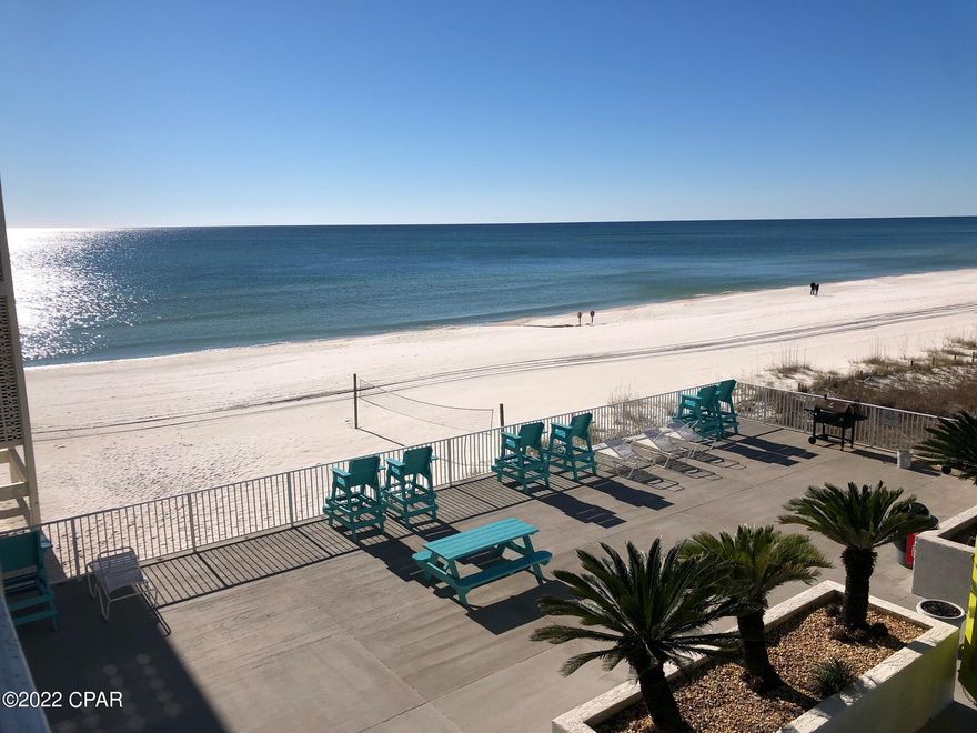 Best Deal Oceanfront in PCB!!!!  Come see this completely re-done unit.  Perfect studio for rental income or to own for vacation getaways.  New paint, new ceiling fan, re-done cabinets, it's a MUST SEE!  Great INVESTMENT OPPORTUNITY!!  OPEN CEILING, TEXTURED WALLS, ACCENT LIGHTING, FULL KITCHEN.THE FONTAINBLEU TERRACE HAS LONG BEEN A PANAMA CITY BEACH TRADITION FOR MANY RETURNING GUESTS. OWNER'S LOUNGE WITH A FABULOUS INDOOR POOL AND SUN DECK THIS UNIT WILL SLEEP FOUR. THE HOA FEE INCLUDES YOUR ELECTRIC. MAKE AN APPOINTMENT FOR A PRIVATE VIEWING UNIT IS ON VACATION RENTAL PROGRAM.