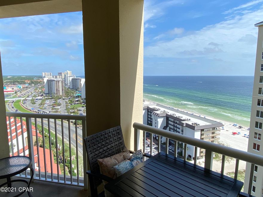 **Multiple Offers - Submit highest and best by 7/14 5pm**.  Grand Panama one bedroom ''corner unit'' has TWO FULL bathrooms plus bunks. This unit has tile and wood throughout with no carpet.  This 11th floor unit has 5 additional garage floors below, which makes for a great view of the beach and water.  This unit is a vacation rental and is booked through the end of season and most of the off season.  Built in 2007, Grand Panama is one of the newest condos on the beach.  The amenities features include a pool at each building, exercise room, grills, 5 floors of parking garage, onsite rental company, and community room.  Just outside of the complex is two shopping centers with lots of restaurants and entertainment. These units have been in very high demand and expected to go quickly.