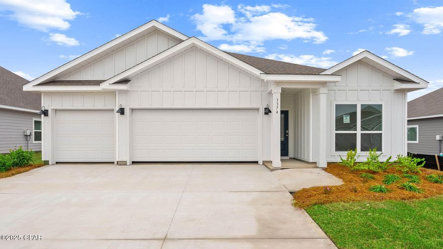 The Madison is one of our many featured one-story homes at the beautiful Hodges Bayou Plantation community. When you walk into the home, you are greeted by a long hallway that is the center point for bedrooms, the laundry room and garage, and leads to the open living room and kitchen. Beautiful, engineered vinyl plank (EVP) flooring lines the main areas of the house and soft carpet covers the bedrooms. The bedroom closest to the garage also comes with its own bathroom, not shared in the main hallway. The bathrooms have beautiful white quartz countertops and white cabinets that enhance the beauty of this home. Entering the kitchen and living room area, you will notice plenty of natural sunlight illuminating the main area. The living room has tray ceilings that open the room, making your living space feel much more comfortable. The kitchen has stainless steel appliances and comes with beautiful white cabinets. The large island has plenty of storage in it and every surface has elegant white quarts countertops. The dining area is located by the back door leading to the covered rear patio. Walking into the large primary bedroom, you will also see tray ceilings and three windows that wash the room in natural sunlight. The primary bathroom has a spacious double vanity with white quartz countertops and white cabinetry. The walk-in closet is in the bathroom as well, perfect for when you get out of the separate tub or shower with glass doors. Appreciate the convenience of a Smart Home technology package, featuring keyless entry and an intuitive control panel for your thermostat, lighting, and security systems. The exterior of this home features Hardie Color Plus Siding and is uniquely engineered to stand up to the harshest elements from wind, rain, fire, freezing temperatures, and hail. Dimensional shingles with 30-year warranty. A landscaped front flower bed at entry way and fully sodded yard. Our Hodges Bayou community features underground utilities making it less susceptible to damage from severe weather leading to fewer outages and more reliable service. Come see why the Madison is a favorite choice among buyers. Schedule an appointment today to see for yourself and find your next home at Hodges Bayou Plantation!