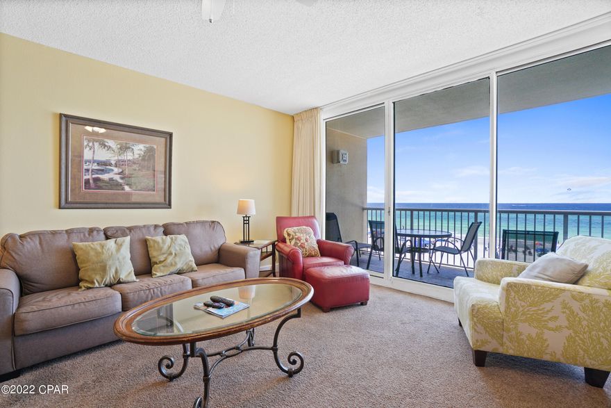 DEEDED PARKING SPOT INCLUDED IN SALE! Majestic Tower 2 UNIT 307 is the beach getaway you have always dreamed of - a beach inspired 2/2 Gulf front condo at Majestic Beach Towers! Outstanding convenience! Perfect 3rd floor elevation is the same floor at the sky bridge from the parking deck! Never have to touch an elevator to access this excellent low floor condo! Conveys with private deeded parking space # 424. Park next to the unloading area and walk over the bridge to this unit.  Riveting Gulf views from the generous balcony, living room, and kitchen are framed by very attractive, seaside inspired interiors with comfort and style in mind. Sunshine and warm gulf breezes abound from the large balcony - enjoy sunrise views in the morning and Sunset views in the evening - the ultimate in alfresco living! Well maintained and will convey fully furnished. This condo is move in ready - great for second home, vacation rental or full time living. Majestic Beach Towers has some of the best, most consistent rental income on the beach and is truly THE resort destination in Panama City beach. If you are looking for a one of a kind property and a terrific investment, look no further! Resort Amenities include: 3 large outdoor pools, 2 large heated indoor pools, 2 kiddie pools, 3 hot tubs, H2O poolside bar & grill, Visions martini bar, deli/Starbucks, state of the art fitness center with his/hers steam & sauna,125 seat stadium seating movie theater/presentation center, conference center, tennis court, and much, more! This spectacular resort is located in the heart of Panama City Beach close to restaurants and entertainment, including famed Pier Park and the International Airport.
