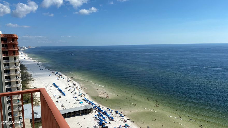 This one won't last long. The true one bedroom  Gulf Front Condo at Shores of Panama. This unit has expansive views of the Gulf of Mexico in both directions. The unit has a new water heater and HVAC. The unit is in process of adding a door onto the bunk room. It has tile thru out , granite counter tops and stainless appliances. The  Condo also comes with a dedicated parking spot. This unit will be a rental machine or beautiful second beach home. Shores of Panama has the most luxurious pool on the beach..