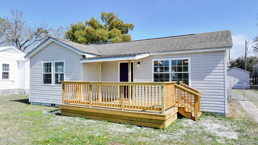 Dreaming of a simple coastal life? This is it. 1309 McClelland Ave is a fully renovated Florida Cottage tucked into one of Port St. Joe's most loved neighborhoods -- and it's completely move-in ready. Inside, everything is new. Fresh flooring, fresh paint, brand-new appliances, updated bath, and all-new electrical including the panel box. Just bring your furniture and start living. The primary bedroom even has a walk-in closet (yes -- in a cottage this size!). Outside is where this property really shines. The huge fenced backyard gives you space to breathe. Park your boat. Let the kids or grandkids play. Plant a garden. Host cookouts. Or convert the storage building (already with electric and water) into a future guest suite. Hop on your golf cart and head to the water or downtown. Spend weekends at Cape San Blas. Enjoy quiet evenings with established neighbors and no construction noise. Perfect for retirees, first-time buyers, or a second-home escape. Vacant and ready when you are.