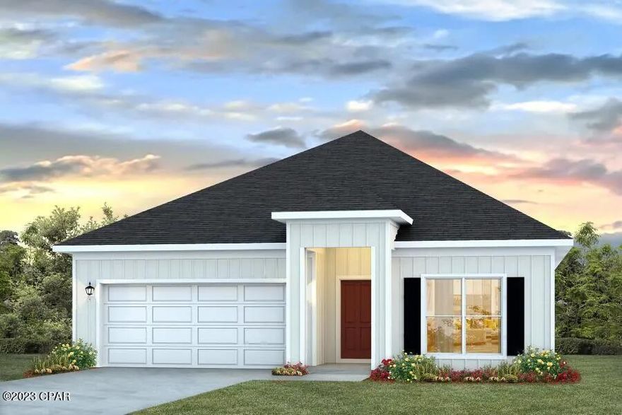 Our Rhett floorplan is a 4-bedroom 2-bath, an open concept floor plan, with a boasting 1,835 sq.ft. The Rhett floorplan has upgraded finishes throughout. You will find 9-foot ceilings with 10-foot trays and beautiful crown molding. The Rhett also has EVP flooring, granite countertops, a large kitchen island with cabinetry on both sides underneath and brushed nickel hardware. This floorplan has energy efficient windows to allow lots of beautiful natural light. The primary bathroom has a beautiful garden tub, perfect for relaxing, and a spacious walk in shower with a glass enclosure. All of these homes come with Deako lighting and Safe Haven smart home systems. Titus Park is in Panama City, Florida and is only minutes away from Tyndall Airforce Base! This large-scale multi-phase community is located off Highway 390 at Highway 231, centrally located for an abundance of shopping, restaurants, and great schools! Beautiful white sands beaches are just a short drive from your doorstep. Access the bay for fun and fishing by use of the public boat ramp only 3 miles away.  There will soon be a Publix shopping center across the street from the community entrance.  Titus Park highlights some of the most beautiful floorplans, which have amazing features.  We are building both our affordably priced Express Homes as well as our Traditional Series with upgraded finishes both inside and out. Contact a D.R. Horton Sales agent for more information on everything that Titus Park has to offer!