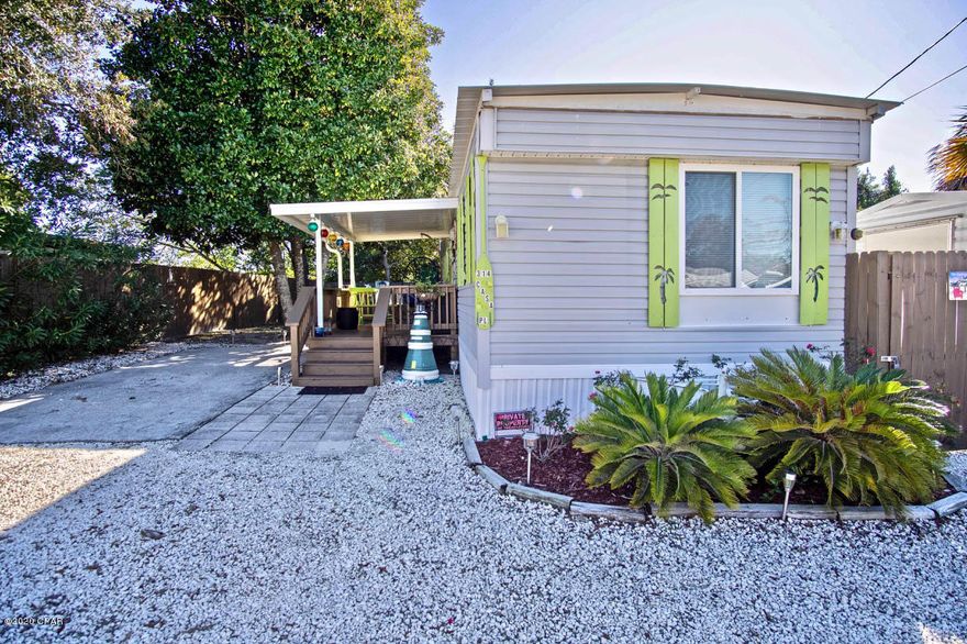 CURRENTLY UNDER CONTRACT, SELLER ACCEPTING BACKUP OFFERS Welcome to your paradise! Located within walking distance to the world's most beautiful beaches! You can enjoy the convenience of, great restaurants, shopping, entertainment, and a short drive to Pier Park or 30A. This affordable home boasts 3 bedrooms, 2 bathrooms, and plenty of comfortable living space that creates the perfect setting for relaxing and entertaining. Completely remodeled in 2016, this property features a new Metal roof as well as covered front porch. Additional highlights include the HVAC less than 4 years, a large storage building and sprawling entertaining space in your privacy fenced yard. Also the home comes turn key, fully furnished so you can relax in comfort. The second you enter you will notice the attention to detail from the updated flooring to the shiplap ceilings. Other highlights include, an open kitchen with updated cabinets, stainless steel appliances, backsplash and updated lighting. All three bedrooms provide plenty of comfortable space for sleep and study as well as closet space. You'll also love the two full size bathrooms with that have been updated with flooring and vanities. This home is a must see! You will not find a better property in a more desirable location. Call to schedule your showing today!