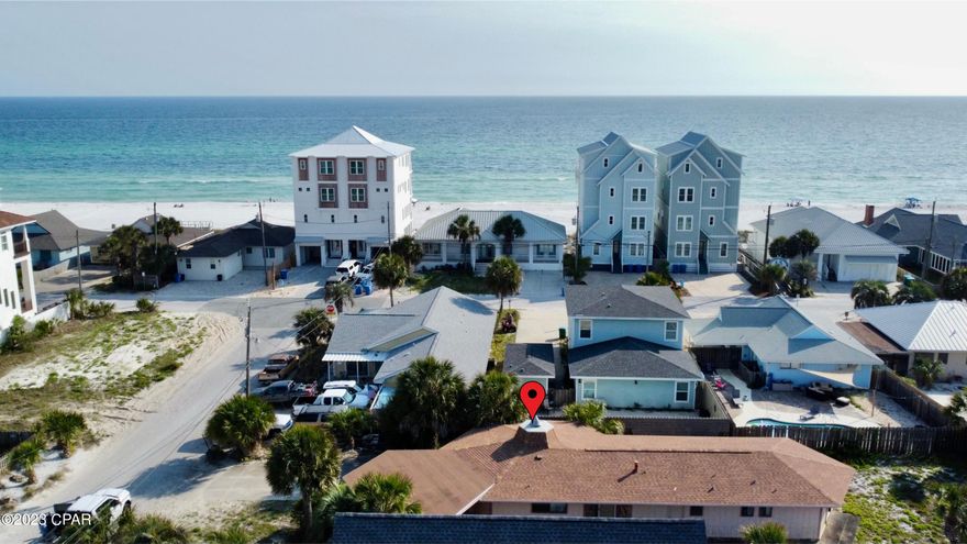 *CURRENTLY UNDER CONTRACT, SELLER WILL CONSIDER BACKUP OFFERS* BUILD YOUR OWN DREAM 8 BEDROOM 8 BATH VACATION HOME WITH THE PLANS THAT CAN COME WITH THE SALE OF THIS HOME WITH A FULL PRICE OFFER!! Opportunities like this only come around once in a lifetime with this very special lot that allows a build of up to 100ft high and not in a flood zone.  Short Term rentals allowed, South of Thomas, and 30 steps away to Beach Access 13.  The best part here is there is an existing home on this lot so you can finance the entire purchase with a bank. This home can be renovated, but the best and highest use for this property is in building a massive home on the property. Plans to build an 8000 sq ft, 5 story home complete with movie theater, gym, game room, elevator is included.  Huge opportunity to build a multi-million dollar home.  Make it your primary residence, vacation home, or rent it as a short term rental!  It's all allowed.  Drone pictures attached show potential view at 65 ft high, however can be built up to 100 ft high according to bay county zoning.  Large yard allows for multiple backdoor entertainment options. Whether you decide to knock it down and take advantage of the opportunity to build a large short term rental that is projected to gross $360,000 a year or live in it or rent it out you can't go wrong. With its very close beach access, to the beach and some of the best restaurants, you will be happy you chose this spot of paradise. Look around all of Panama City and you won't find any home with the amenities this house has making it a truly unique opportunity.  Don't miss out on this once in a lifetime chance to own this unique piece of Panama City Beach property.