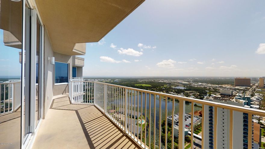 If you want to live like a ''celebrity at the beach'', then this top floor Penthouse unit is for you!  Unit 3017 boasts exquisite unobstructed views of the Gulf to the east and west and features wraparound balcony, 9 1/2 feet ceilings, travertine/wood flooring in the living areas, built-in bunks, fresh paint in the entire unit, with an ''at-home'' feel upon entering the front door.  This property has been well kept and maintained as evidenced by its clean interior finishes and furnishings.  You won't find a better buy in a Premier Beachfront property at this price under $600,000.  Treat yourself to live like a celebrity at the beach! Footboard in Guest BD doesn't convey