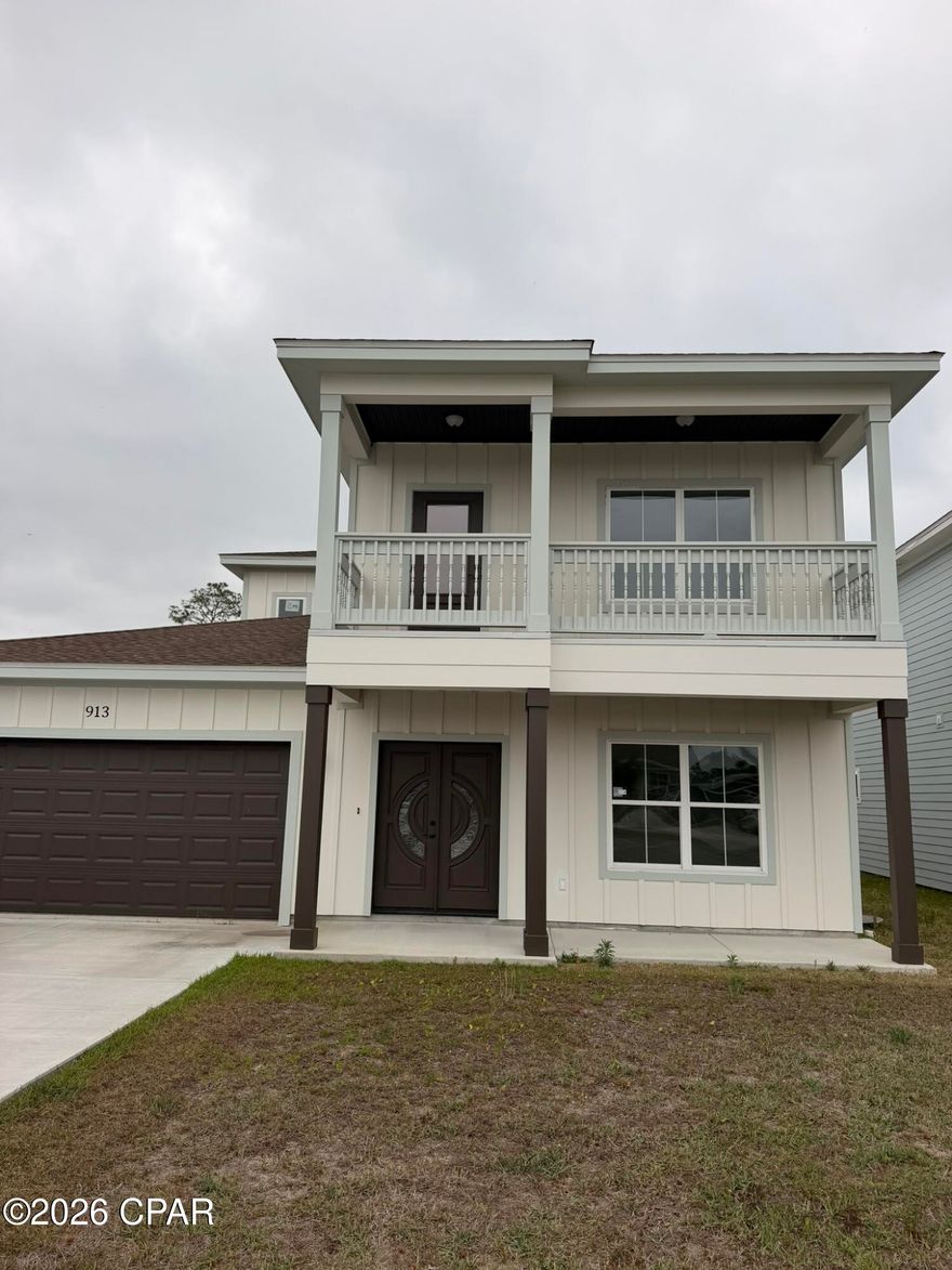 Be the first to live in this new construction home with water views! Offering 3 bedrooms, 3.5 bathrooms, plus an office/flex space, this home provides plenty of room to spread out. Enjoy a large yard, 2-car garage, and a convenient location near shops, dining, and Tyndall Air Force Base. Each bedroom features its own private bathroom, making it ideal for roommates, guests, or those seeking extra privacy.