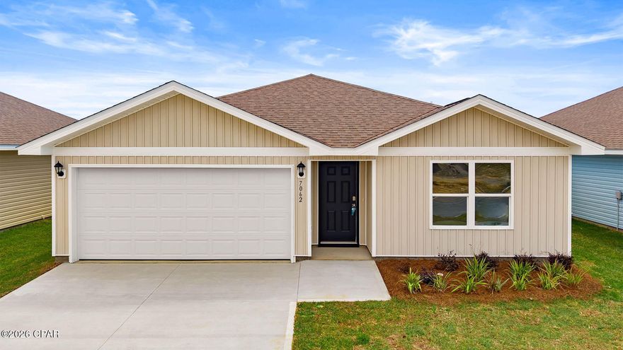 Welcome to the Freeport, a new home floor plan at Liberty in Panama City, Florida. The Freeport is a one-story home with a double garage designed with space for the family in mind and affordability. On the outside of your home, you will see durable vinyl siding, a spacious two-car garage with an opener and a fully sodded yard to the property lines. This home comes equipped with dimensional shingles with a limited lifetime warranty, electronic deadbolts on all exterior doors, weatherproof outlets, and hose bibs. Sidewalks line the neighborhood streets for you to enjoy the beautiful Florida weather at Liberty.

As you enter this 4 bedroom, 2 bath home, you will see 1,458 square feet of spacious, comfortable living. Inside you will see 8' ceilings throughout, engineered vinyl plank flooring throughout the home and carpet in the bedrooms. Granite countertops, white cabinetry and a spacious open living room and kitchen make this home perfect for having guests over. The kitchen has a center island that is perfect for serving kids or guests, a nice size pantry and the stainless-steel appliances include smooth top range, microwave, and dishwasher. Located right next to the dining area, this makes serving meals with ease.

The primary bedroom has a spacious bathroom and features a double vanity with granite countertops. A walk-in closet with ventilated shelving is also located in the bathroom, giving you more room in the primary bedroom. The guest bathroom features a single vanity with granite countertops and a shower.

Sidewalks line the neighborhood streets for you to enjoy the beautiful Florida weather. Our Liberty community features underground utilities making it less susceptible to damage from severe weather leading to fewer outages and more reliable service. Residents of Liberty can enjoy exclusive access to two amenity centers, complete with two pools, a children's splash pad, two playgrounds for endless fun, a well-equipped fitness center, two pickleball courts and a basketball court to name a few things. Embrace the lifestyle you deserve where every detail is curated for your ultimate enjoyment. Come and see why the Aldridge is the perfect new home for you. Contact us today to find your home at Liberty!

Come and see why the Freeport is the perfect new home for you. Contact us today to find your home at Liberty!