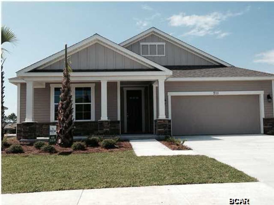 This home has a Mako Floor Plan with a Coastal Craftsman Carolina Elevation.A Samuel Taylor built home includes standard features such as designer carpet in main areas and bedrooms, 8 ft. 2 panel craftsman interior door package, brushed nickel fixtures and faucets throughout, insulated (R19) interior common walls and insulated (R38) ceilings, and durable Sherwin Williams premium interior wall paint. Kitchen features stainless steel appliance package (range, dishwasher, & microwave) and oversized 36'' wood cabinetry with crown molding, and granite counter tops. Full bathrooms include raised vanity heights, large tile flooring in bathrooms and laundry rooms, 2 x 6 Exterior Wall Construction, and hurricane tie down rod anchor system. Exterior of home includes coastal and craftsman architecture, spacious 2 car garage, architectural roof shingles with an extended warranty, low maintenance aluminum fascia and vinyl soffits, termite treated foundation, Hardi-Plank siding with an extended warranty, and durable Sherwin Williams Loxon exterior paint. All new construction homes are backed by a 2-10 Home Buyers Warranty. Your HOA dues includes lawn maintenance for the home. The Whisper Dunes subdivision includes sidewalks, curb & gutter, a beautiful community pool and pool cabana. Whisper Dunes is a golf cart friendly community and you are within a short driving distance to our beautiful beaches, Pier Park shopping, NW FL Beaches International Airport, and the beautiful 30A South Walton area. Choose your lot, floor plan & elevation, choose your design options, and pick your paint colors! All measurements and sizes are approximate, please measure for accuracy and verify all sizes.