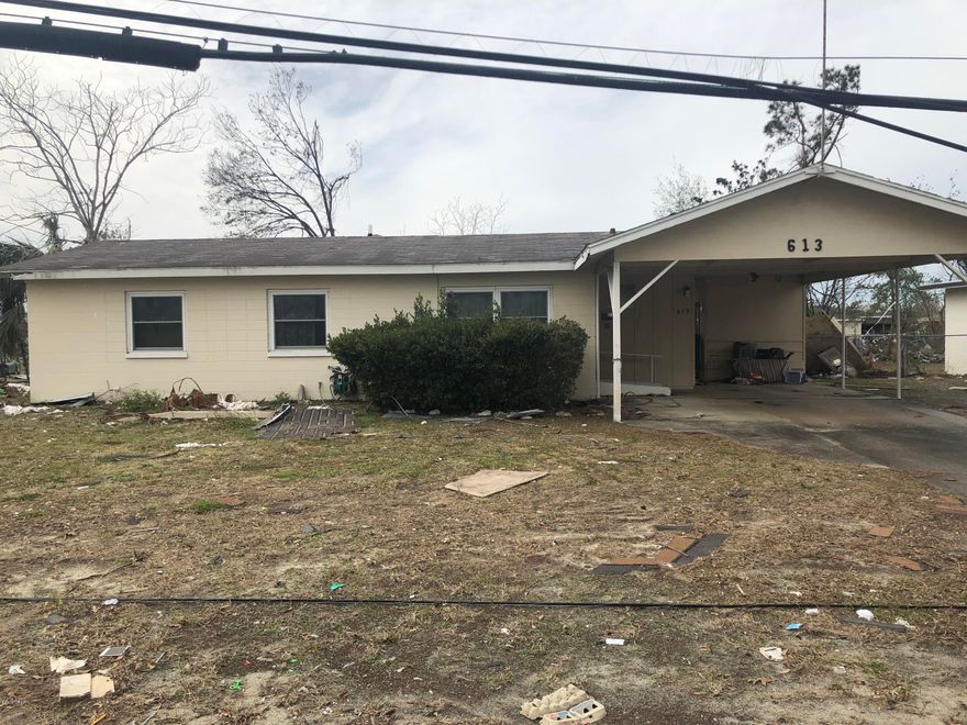 Hurricane damaged. Great for Investors! ''As Is'' Cash buyers only. Concrete Block 4 bedroom 2 bath home with almost 1800 living space heated and cooled.The home is listed on the tax appraiser site as 2 bed|2bath, however the seller had the addition add years ago and appraiser site is currently being worked on to updated. If sq is important please measure as the owner is giving estimates. Roof will need to be replaced completely.