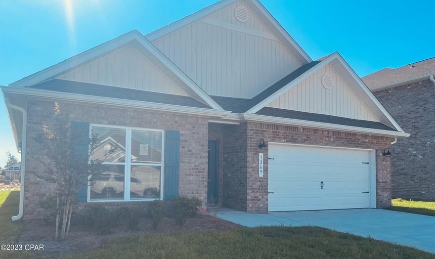 Welcome to Andrews Park! This beautiful community is centrally located off hwy 389 in the very desirable area of Lynn Haven. The Rhett is an open concept floorplan featuring a 4-bedroom, 2-bath with brick exterior. In this boasting 1,835 sq. foot home, you will find upgraded finishes throughout with 9-foot ceilings with 10-foot trays as well as beautiful crown molding. The Rhett also has Luxury Vinyl Flooring, granite countertops, a large kitchen island with cabinetry on both sides underneath, and brushed nickel hardware. A great feature of this floorplan is that it has energy efficient windows to allow lots of beautiful natural light. The primary bathroom has a beautiful garden tub, perfect for relaxing, and a spacious walk-in shower with a glass enclosure. What makes this particular home so special is that it comes with a Move-In-Package which includes a washer, dryer and refrigerator in addition to standard appliances. All of the homes here come with Deako lighting, Safe Haven smart home systems, landscaping, and sod package as well as gutters. Andrews Park homes feature irrigation systems with reclaimed water to help minimize your water expenses.

This community is located close to Mosley High School. Nearby you will find multiple parks for recreational sports, outdoor farmer's markets and historic Lynn Haven. Andrews Park is located approximately 20 minutes from Tyndall Air Force Base as well as the beautiful beaches of Panama City Beach. Two hospitals are located nearby, as well as a variety of shopping, dining, and entertainment in Historic Downtown Panama City. This home and community is ideal for everyone!