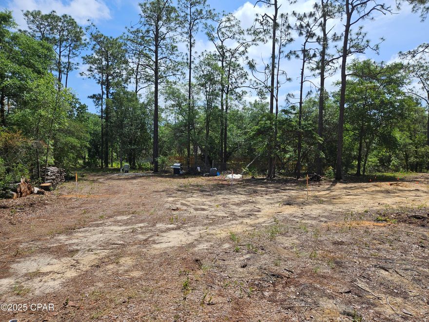 This flat lot has already been prepared for new construction. It has been cleared in the middle, has a deep well, septic tank and field lines, fenced on 3 sides, 1 new portable storage building measuring 10x16, a circle driveway has been cut, and mailbox is up! It also has a numbered street address and is on the mailbox. A recent survey revealed the lot measures 1.27 acres. Now that Hwy 77 is mostly finished, it does not take long to get the Panama City from the security gated lake subdivision. It's about 30 minute drive to Panama City, and about a 40 minute drive to the World's Most Beautiful Beaches! Live gate guards are on duty weekdays, other times each property owner has a unique code for entry. The resort-like community offers 2 lakes, boat launch, swimming pool, covered pavilion with men's and women's restrooms, basketball court, tennis court, picnic areas, toddler playground and more. The fishing is good and a prime lake for exploring on a kayak or paddle board. Come see how life at the lake can be!