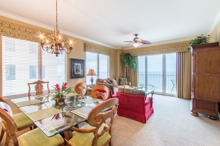 Beautifully positioned right on beach, with expansive east and west views and benefits of a corner unit. Higher ceilings, quality furniture and decor perfect for a 2nd home or vacation rental. Worry-free & Move-in ready with recent carpet, A/C, refrigerator, washer/dryer & dishwasher. Lower density building, no long waits for elevator - and reserved, easy-access parking. King beds in master & 2nd bedroom, trundle in 3rd, with a queen sleeper sofa in living. Granite top kitchen/baths, numerous windows & generous balcony. Separate tub/shower in large master bath, and gulf-view master location. *carpet & some updates have been made since photos were taken.