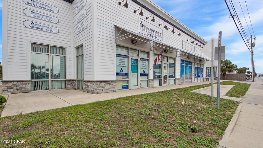 Fantastic opportunity to purchase a commercial property in Panama City Beach, Florida. This is ONE OF TWO units available to purchase. Unit 102 is 675 sq. ft. & unit 101 is 1,025 sq. ft. These units can easily be combined.  Can accommodate a wide variety of different businesses & retail. Built in 2008 this all concrete building has been very well maintained. LOCATION !! Average traffic count is 16,600 a day per FDOT. WOW !!! Tons of vehicles travel this road daily to visit numerous restaurants, the Marina, Tourist Must Shell Island, the beach and much more. Easy access to the Hathaway Bridge to get over into Panama City. There is a large parking lot in the back for all employees & customers.  This large end unit offers 1,025 sq. ft. It has a front and rear entrance and a private restroom.