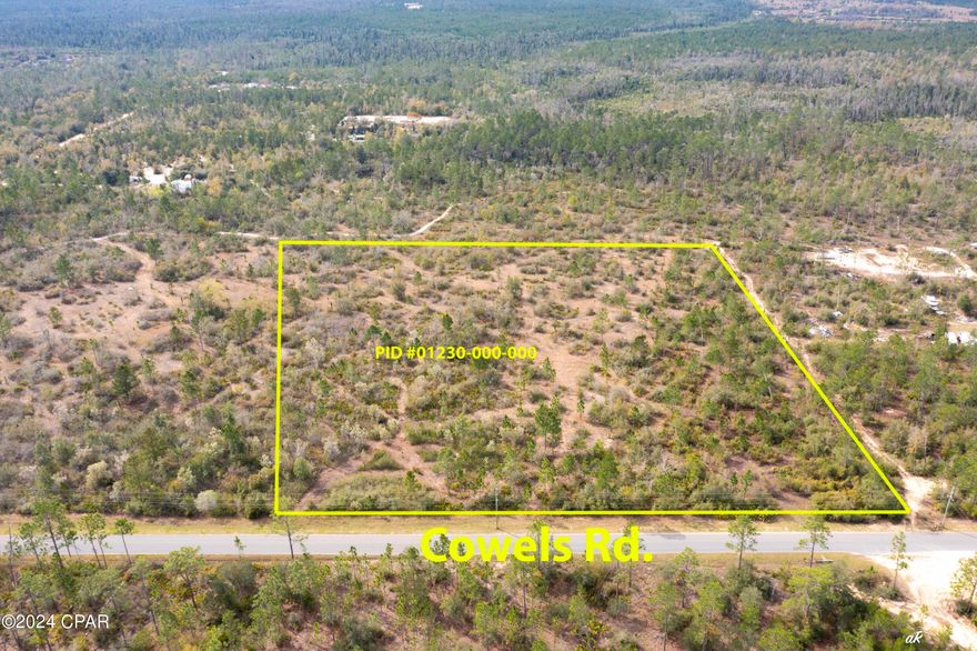 Nice 10 acre parcel with seller financing available. Terms are 40% down payment, 7% interest, amortized over 15 years, with a balloon due in 3 years. Zoning is Bay County AG-1 (Agriculture). See attached document for zoning uses - low density rural residential plus other allowable uses. The property has recently been bush-hogged so it's easy to view and get around. It does have some nice standing pines, magnolias, and scrub oaks. Great high and dry property with plenty of paved road footage all the way to the property from Hwy. 231. New survey showing Parcel 1 linked in documents and in photos. Cowels Road is paved.