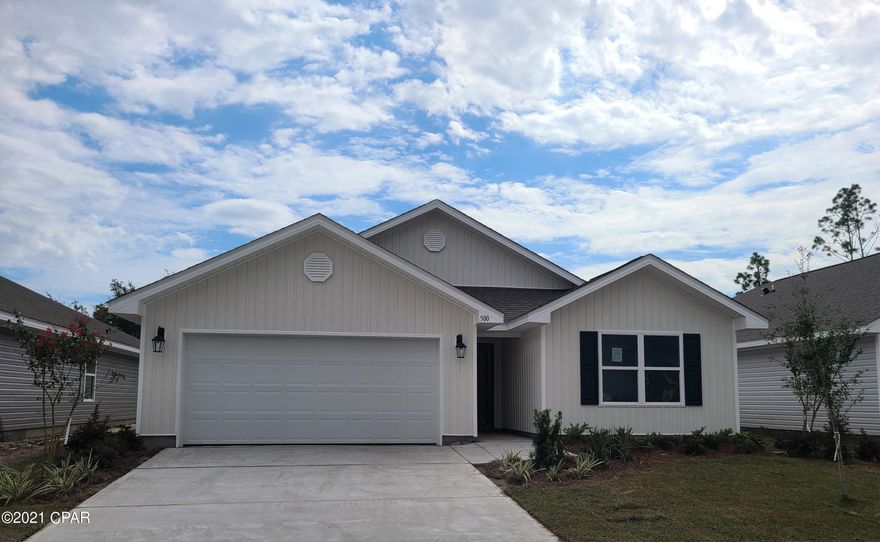 Welcome to the Bridge Harbor Community! Located just minutes to shopping, dining and Tyndall AFB is this Ryder floorplan. Constructed with a low

maintenance vinyl siding and a reinforced concrete foundation with wire mesh and rebar. Interior features include traditional 8' ceilings and vinyl sheet flooring throughout the main areas. Plush carpet with padding is in all bedrooms and hallways. The walls are orange peel texture and have quality paint. Just off the foyer is a hallway that leads to 2 bedrooms that feature a Jack and Jill bathroom with laminate countertops and vinyl sheet flooring. The great room has a spacious opening to the kitchen and dining area that leads to a covered back porch that is perfect for a nice evening dinner. This home comes standard with a Smart Home Technology package which includes a KwikSet keyless entry, Skybell doorbell, automated front porch lighting, an Echo Dot device, and Quolsys touch panel which can be integrated to control your lighting, thermostat, front door and so much more. 

This home is being constructed with the Zip Sheathing system, providing greater protection than a traditional housewrap from damages due to wind, rain, and extreme weather. A builder 10-year structural warranty is also included.

Pictures may be of similar, but not necessarily of subject property, including exterior and interior colors.