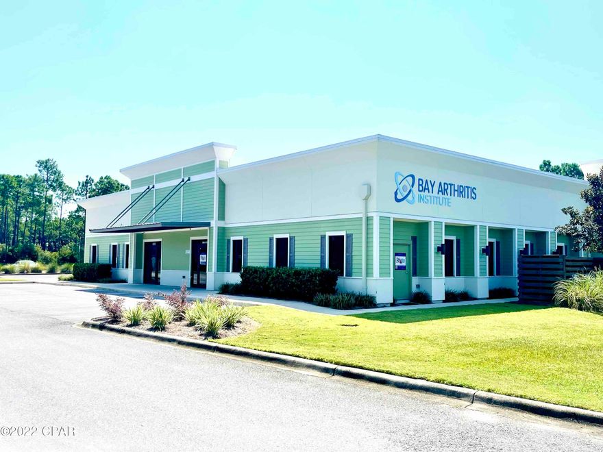 Immediate Occupancy Available! This Class 'A' Medical building is located in the Breakfast Pointe Medical Park which is centrally located in Panama City Beach.  The 2500 sq. ft. space is fully outfitted for a medical office.  There are 5 examination rooms and two offices plus an enclosed reception area and a waiting room.  Each room is complete with cabinetry and hand washing sinks.  The space also has two handicap access bathrooms.  This medical office space is in a busy, shared building with multiple other medical concepts and has a large parking lot for patients and staff coming and going.  Water, sewer, garbage removal and landscaping are included in the triple net NNN lease. The base rent is $5,000/month and the CAM (property tax, insurance) is $1,000/month.  The lease is 36 months